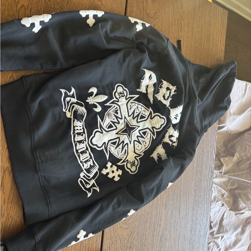 Black Hoodie with White Graphic Design